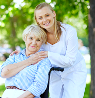 caregiver with an elderly woman